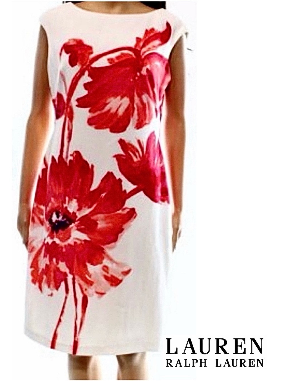 LAUREN Ralph Lauren White & Floral Sheath Dress